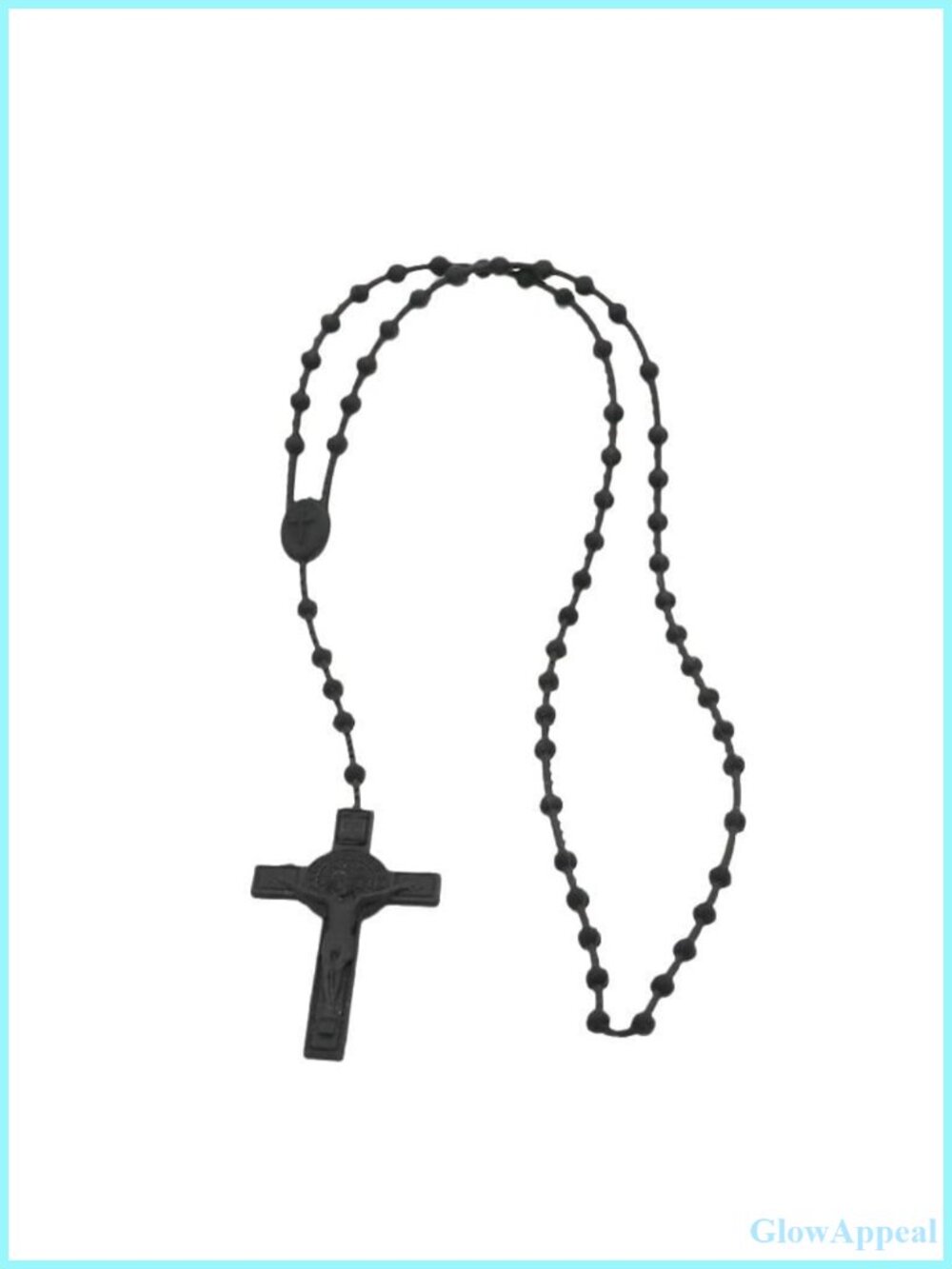 Silicone Crucifix Rosary Cross Necklace Beaded Christian Pendant
